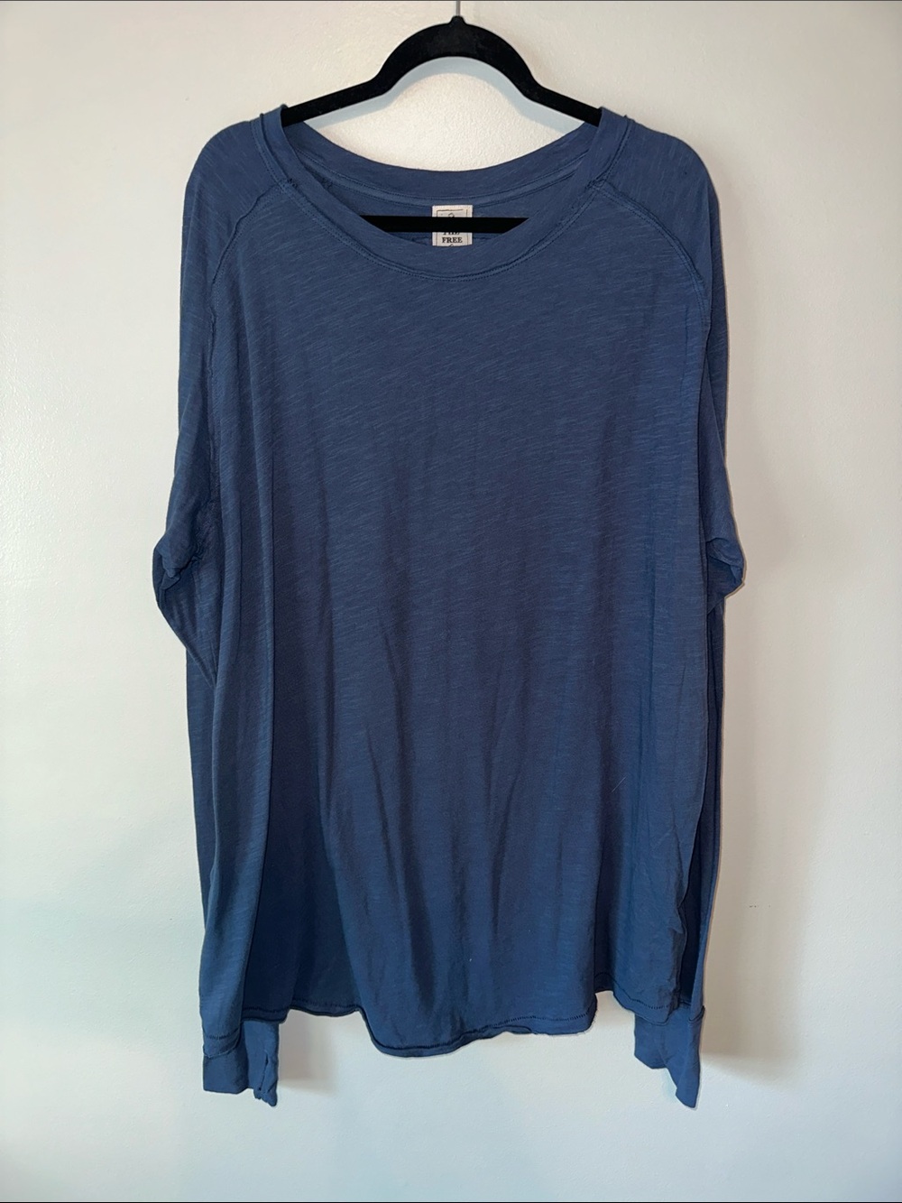We The Free Slub Knit Long-Sleeve Crewneck Tee — Blue